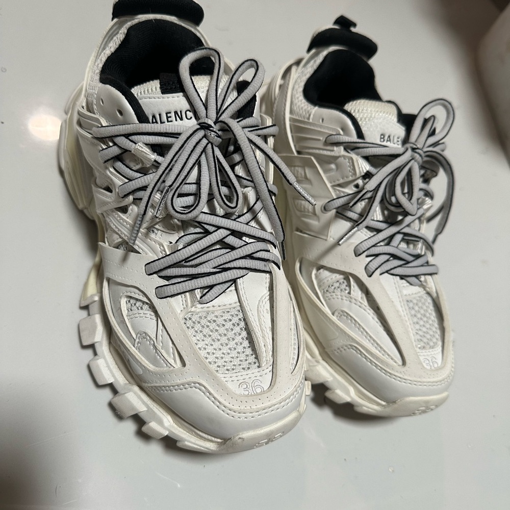 Balenciaga White and Black Mesh Sneakers